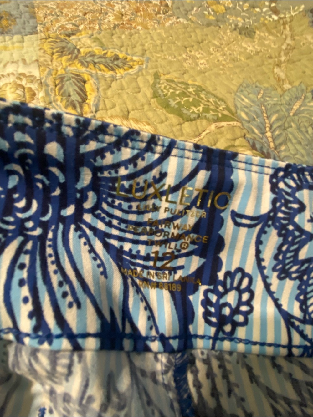 Lilly Pulitzer Luxletic Navy/Light Blue Floral Stripe Corso Performance Pants 12 - Picture 6 of 8